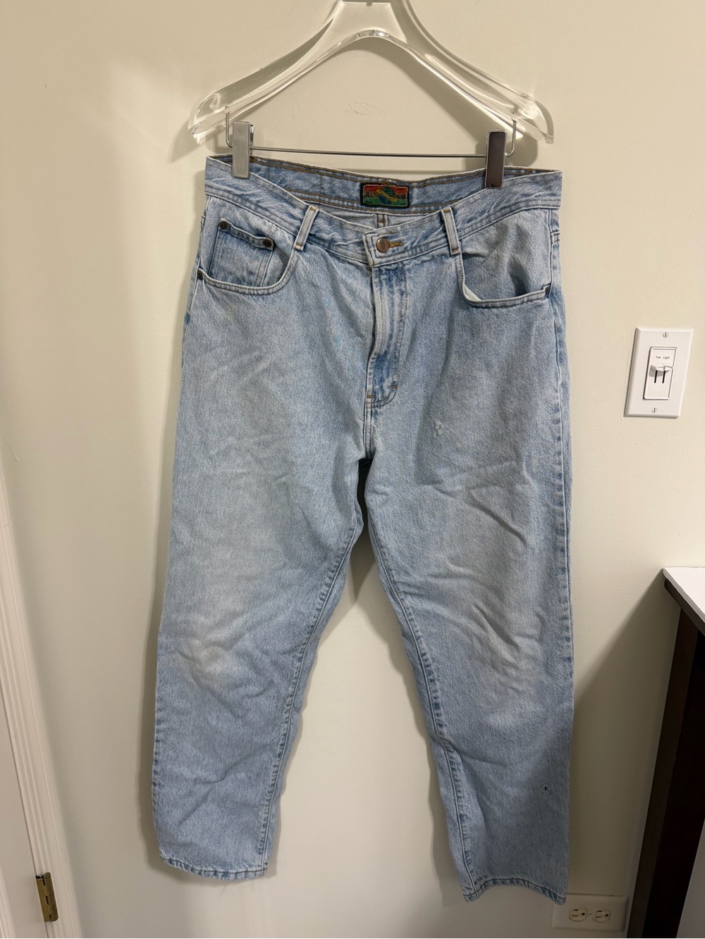 Vintage 90s Structure Light Wash Skater Jeans 36x29 Made in USA Grunge Baggy